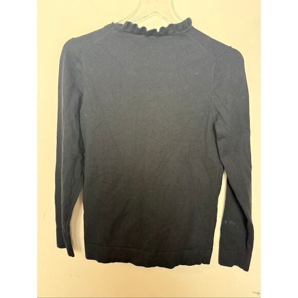 J.Crew Ruffle Mockneck Button Sweater Black 100% Cotton Women’s M BC568 - Picture 5 of 5